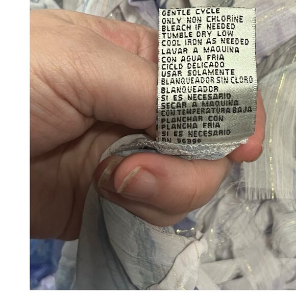 90's U Dress By Sharon Sleeveless Purple Metallic Thread Ruffled Top New Large - Picture 12 of 12